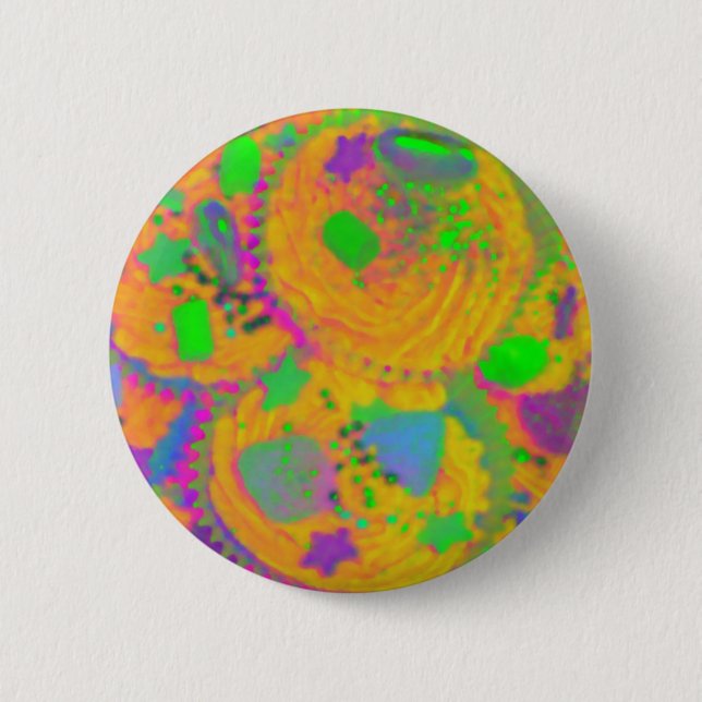 Badge Rond 5 Cm Bouton de bouton Orange Cupcakes (Devant)