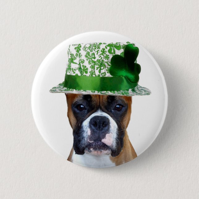 Badge Rond 5 Cm Bouton de boxeur du jour de St Patrick heureux (Devant)