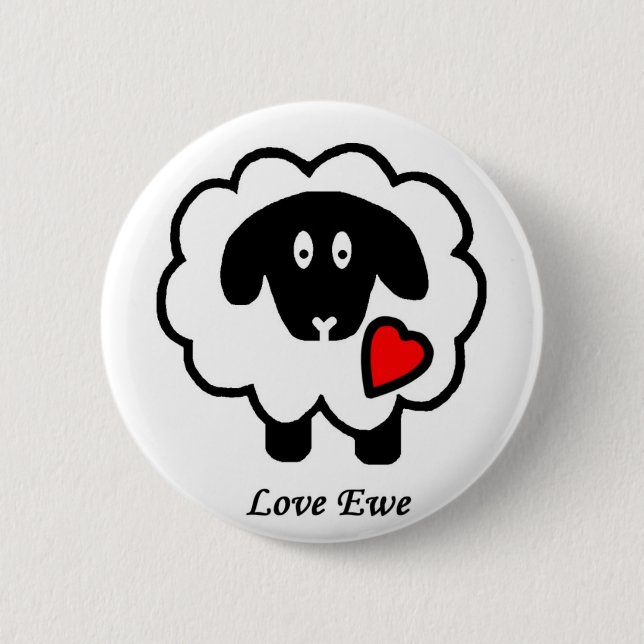 Badge Rond 5 Cm Bouton de brebis d'amour (Devant)