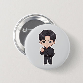 Badge Rond 5 Cm Bouton de broche en forme de cœur avec doigt du hé