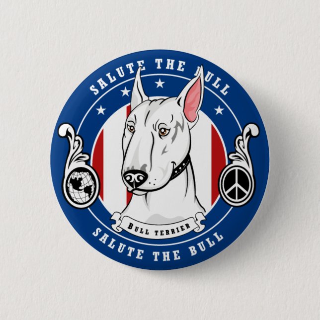 Badge Rond 5 Cm Bouton de bull-terrier (Devant)