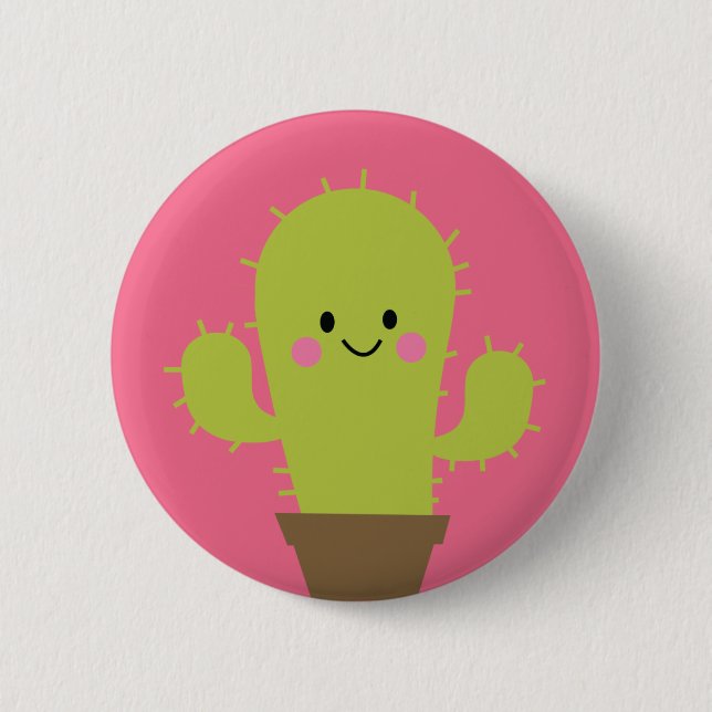 Badge Rond 5 Cm Bouton de cactus (Devant)