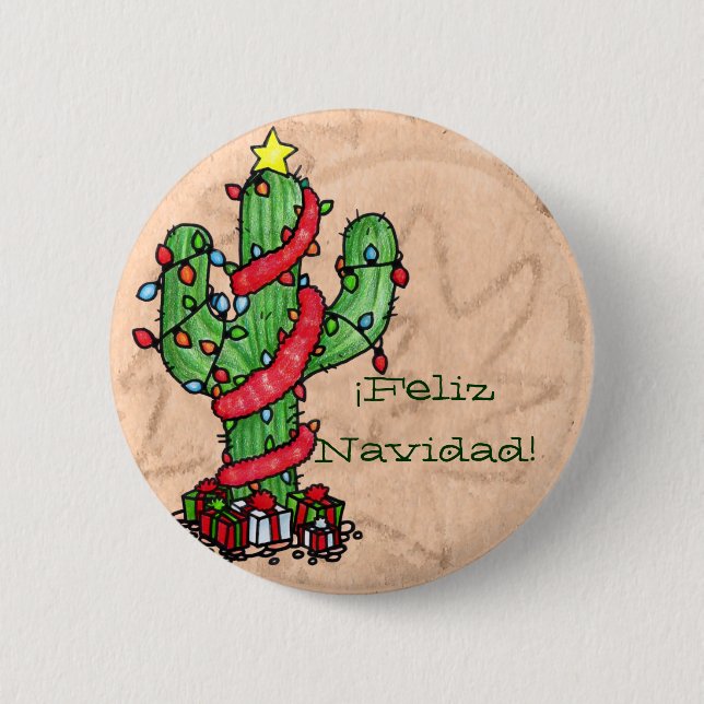 Badge Rond 5 Cm Bouton de cactus de Noël (Devant)