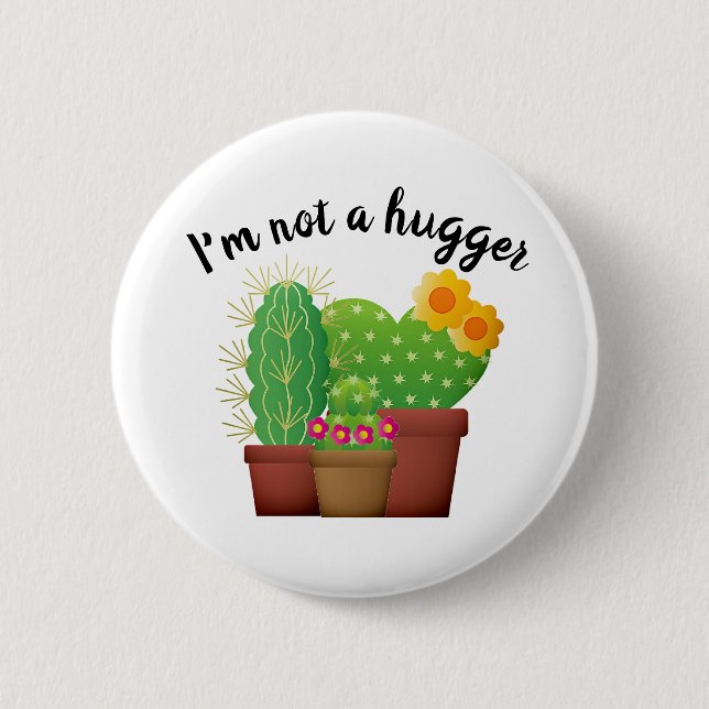 Badge Rond 5 Cm Bouton de Cactus / Succulente Expression Mignonne (Devant)