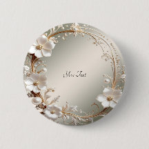 Bouton de cadre floral blanc orné