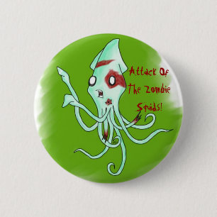 Badge Rond 5 Cm Bouton de calmar de zombi
