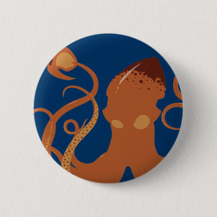Badge Rond 5 Cm Bouton de calmar géant de vecteur