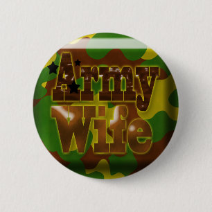 Badge Rond 5 Cm Bouton de camouflage d'épouse d'armée