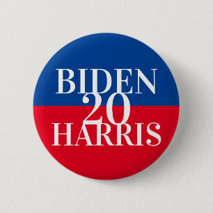 Badge Rond 5 Cm Bouton de campagne Biden Harris bleu et rouge