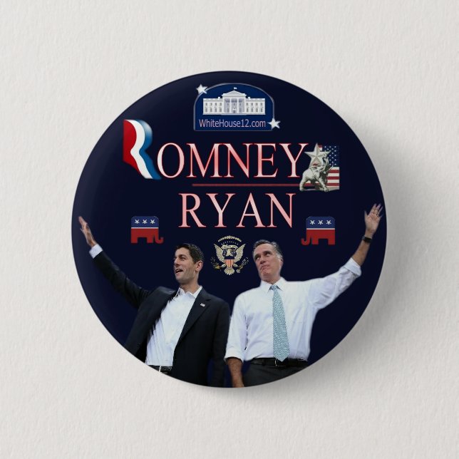 Badge Rond 5 Cm Bouton de campagne de Romney-Ryan 2012 (Devant)