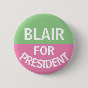 Badge Rond 5 Cm Bouton de campagne vert et rose
