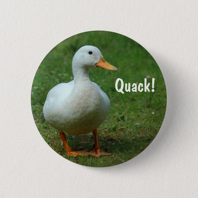 Badge Rond 5 Cm Bouton de canard blanc mignon / insigne (Devant)