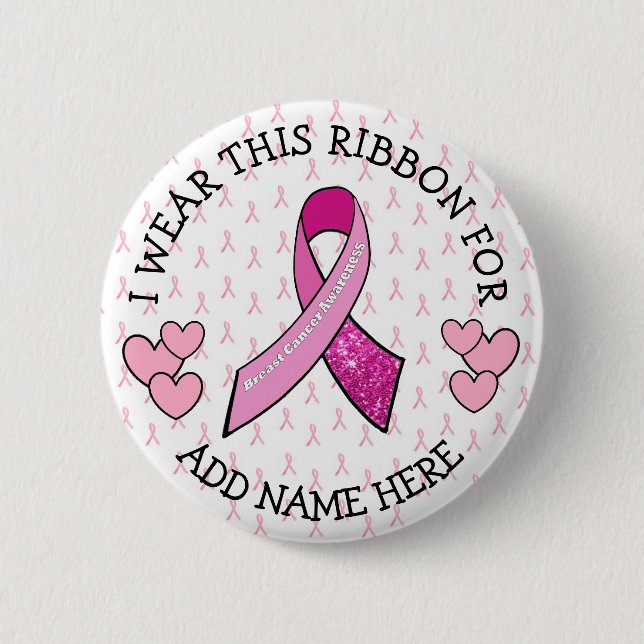 Badge Rond 5 Cm Bouton de cancer rose personnalisé (Devant)