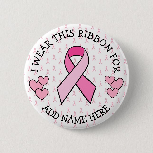 Badge Rond 5 Cm Bouton de cancer rose personnalisé (Devant)