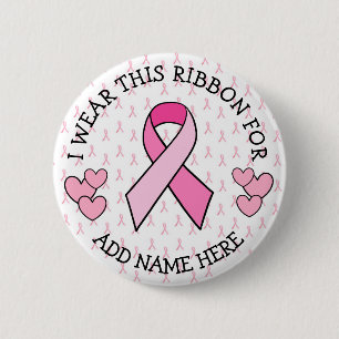 Badge Rond 5 Cm Bouton de cancer rose personnalisé
