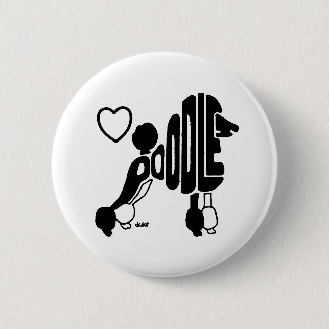 BADGE ROND 5 CM BOUTON DE CANICHES D'AMOUR (Devant)