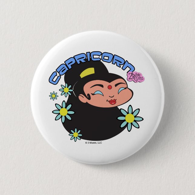 Badge Rond 5 Cm Bouton de Capricorne (Devant)