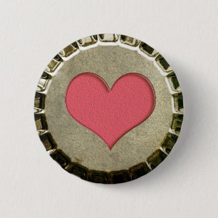 Badge Rond 5 Cm Bouton de capsule de coeur