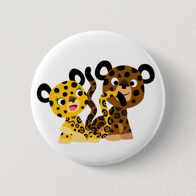 Badge Rond 5 Cm Bouton de caricature joli Flirtatia Jaguars (Devant)