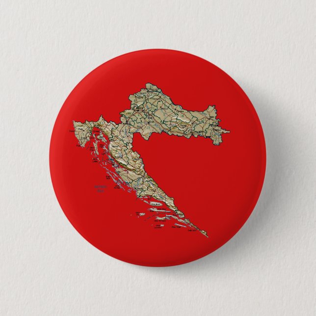 Badge Rond 5 Cm Bouton de carte de la Croatie (Devant)