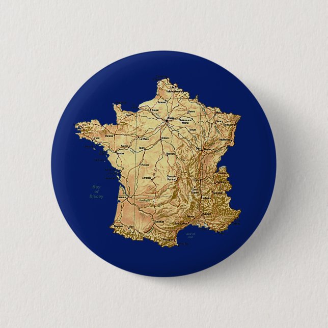 Badge Rond 5 Cm Bouton de carte de la France (Devant)