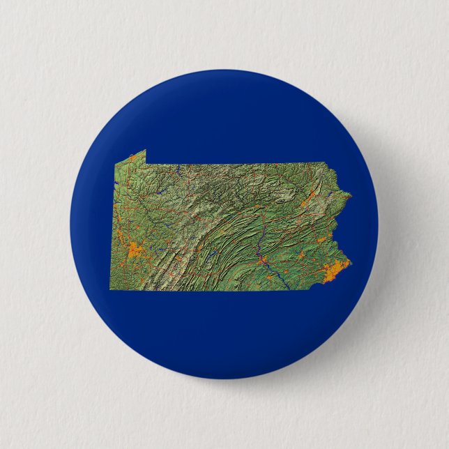 Badge Rond 5 Cm Bouton de carte de la Pennsylvanie (Devant)