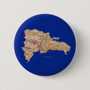Badge Rond 5 Cm Bouton de carte de la République Dominicaine