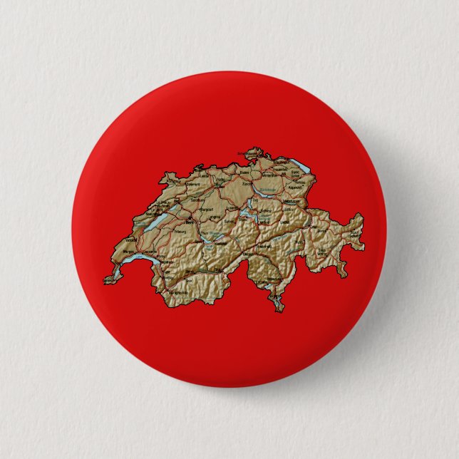 Badge Rond 5 Cm Bouton de carte de la Suisse (Devant)