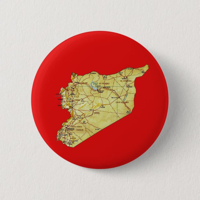 Badge Rond 5 Cm Bouton de carte de la Syrie (Devant)