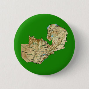 Badge Rond 5 Cm Bouton de carte de la Zambie