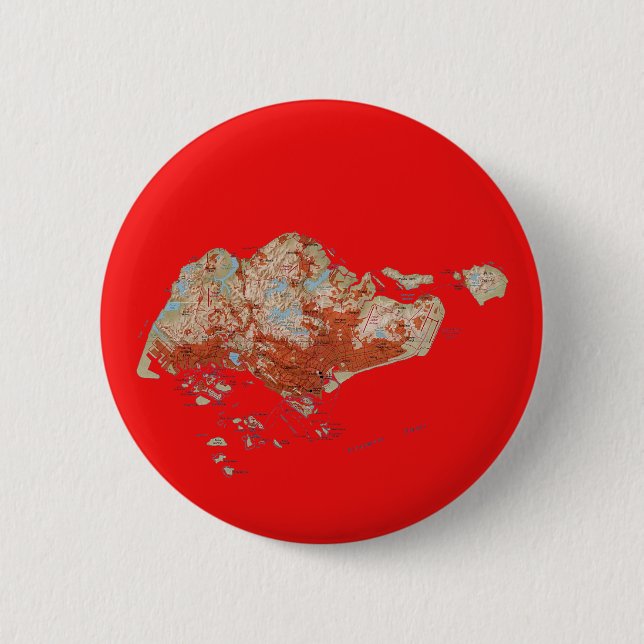 Badge Rond 5 Cm Bouton de carte de Singapour (Devant)