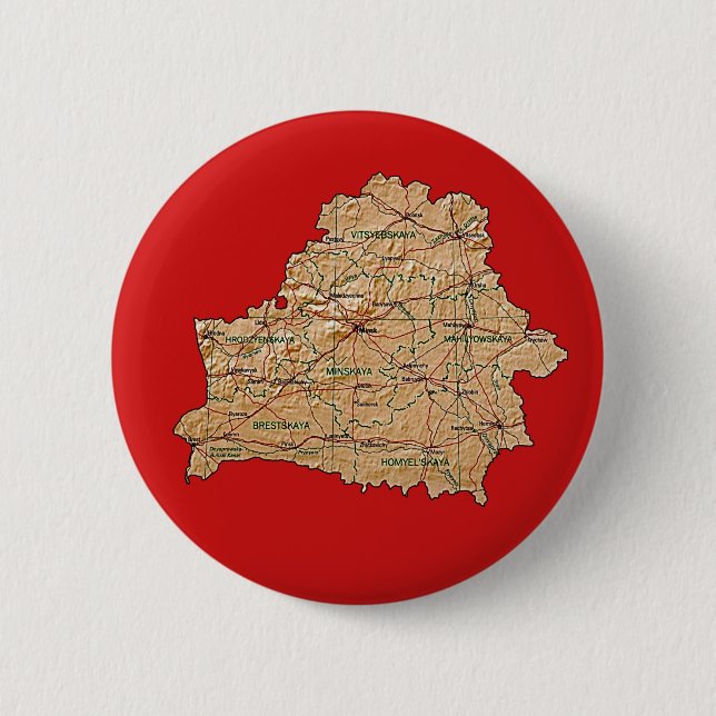 Badge Rond 5 Cm Bouton de carte du Belarus (Devant)