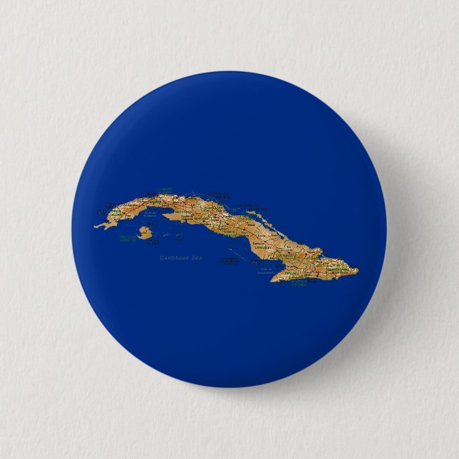 Badge Rond 5 Cm Bouton de carte du Cuba (Devant)