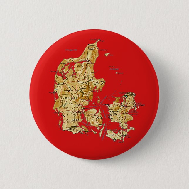 Badge Rond 5 Cm Bouton de carte du Danemark (Devant)