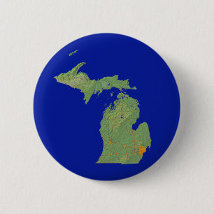 Badge Rond 5 Cm Bouton de carte du Michigan
