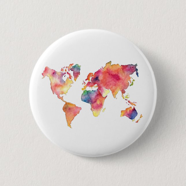 Badge Rond 5 Cm Bouton de carte du monde (Devant)