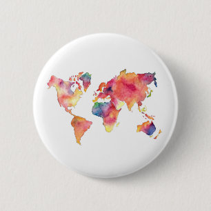 Badge Rond 5 Cm Bouton de carte du monde