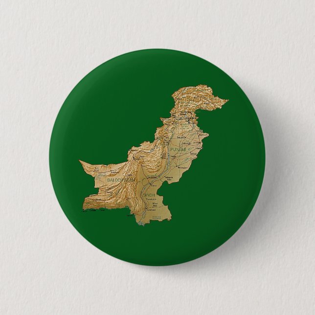 Badge Rond 5 Cm Bouton de carte du Pakistan (Devant)