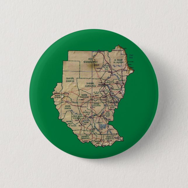 Badge Rond 5 Cm Bouton de carte du Soudan (Devant)