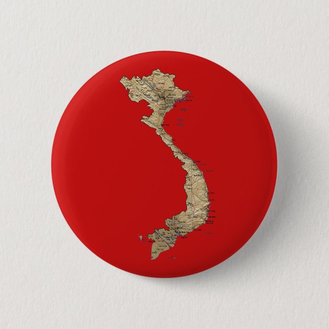 Badge Rond 5 Cm Bouton de carte du Vietnam (Devant)