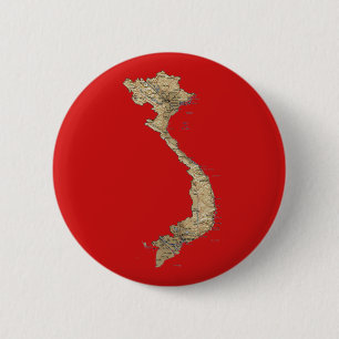 Badge Rond 5 Cm Bouton de carte du Vietnam