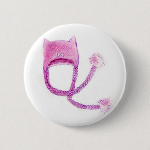 Badge Rond 5 Cm Bouton de casquette d'oreilles de Kitty