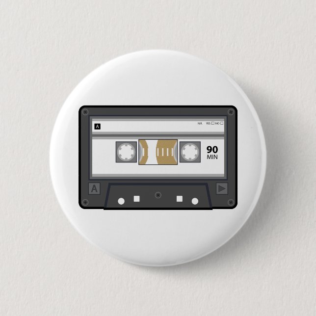 Badge Rond 5 Cm Bouton de cassette audio (Devant)