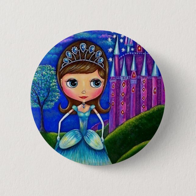 Badge Rond 5 Cm Bouton de Cendrillon (Devant)