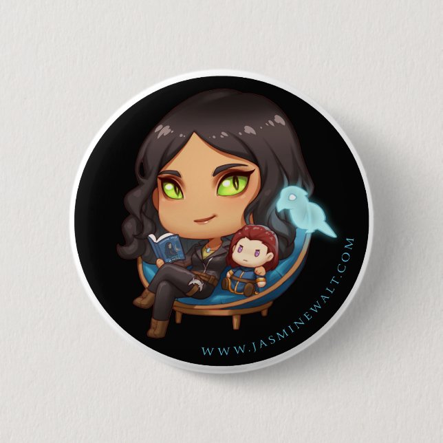 Badge Rond 5 Cm Bouton de chaise de lecture de Sunaya Chibi (Devant)