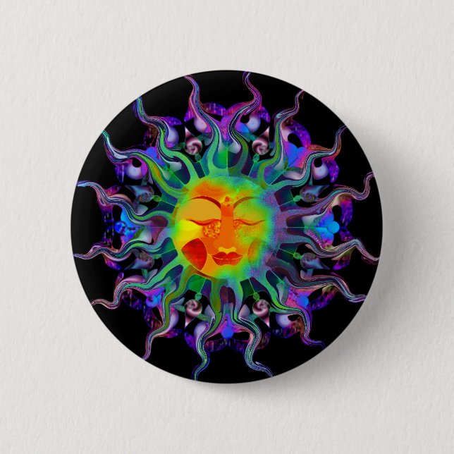 Badge Rond 5 Cm Bouton de Chakra Sun (Devant)