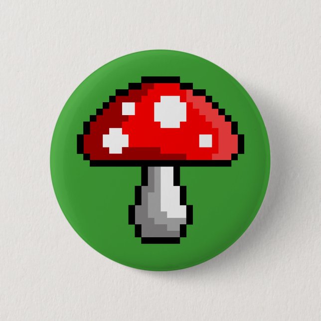 Badge Rond 5 Cm Bouton de champignon de pixel (Devant)