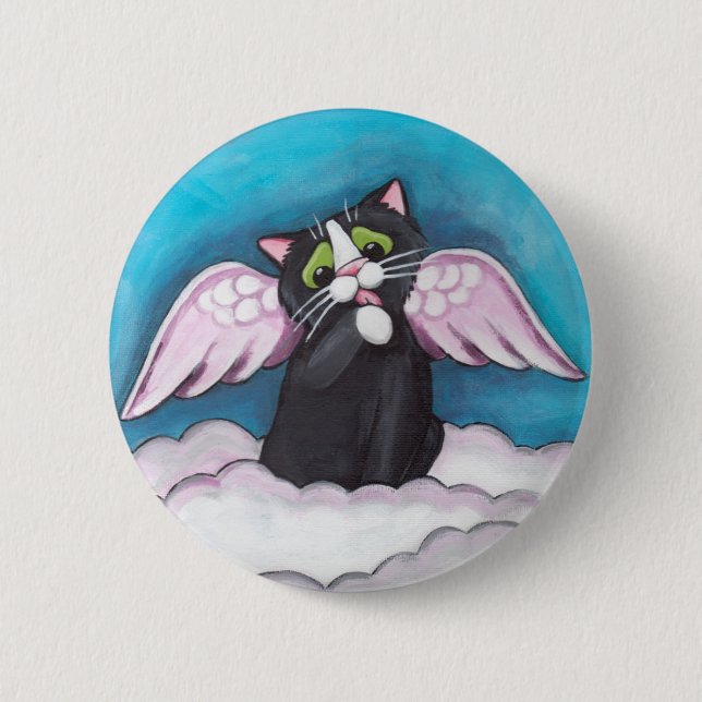 Badge Rond 5 Cm Bouton de chat d'ange gardien (Devant)