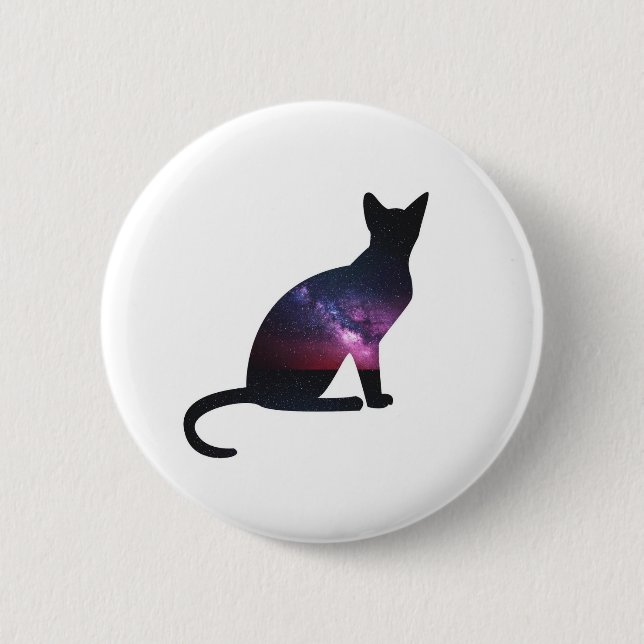 Badge Rond 5 Cm Bouton de chat de galaxie (Devant)