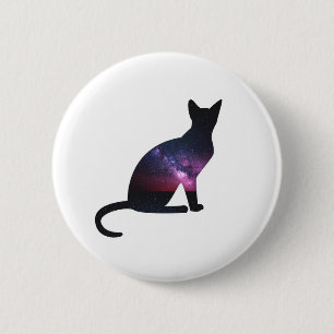 Badge Rond 5 Cm Bouton de chat de galaxie